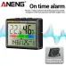 ANENG AP01 Hygrometer Clock Calendar Snooze Mode LCD Display Temperature Range -10~50C Humidity Range 10~99% Hourly Reminder Battery Operated for Home Office