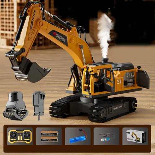 4DRC 4D-E1 E3 3 in 1 RC Simulation Engineering Model Alloy Bucket Excavator Simulated Spray Lights RTR RC Car Children Toys