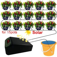 Intelligent Automatic Watering Machine Solarpowered / Lithium Battery Dual Power Automatic Drip Irrigation Kit Timer Self Watering System With 15pcs Drippers