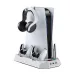 for PS5 Slim Host Heat Disspation Stand Cooling Station with Dual PS5 Controller Charging Station and 3USB Charging Port Headset Stroage Mount Bracket