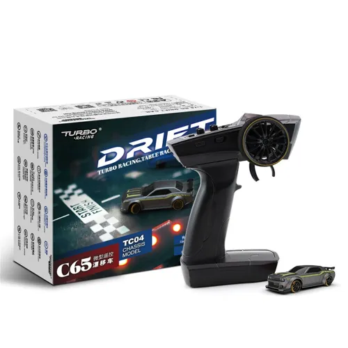 Turbo Racing C65 RTR 1/76 2.4G RWD Mini Drift RC Car Built In Gyro Chip Program Metal Counterweights CT04 Chassis Micro Sports Truck LED Lights Full Proportional Vehicles Model Kids Children Toys