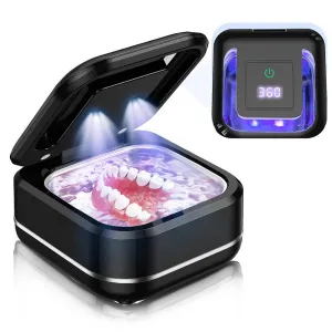 Portable Ultrasonic UV Cleaning Machine Mini Ultrasonic Braces Cleaning Machine UV Invisible Denture Cleaner 42,000Hz Deep Cleaning