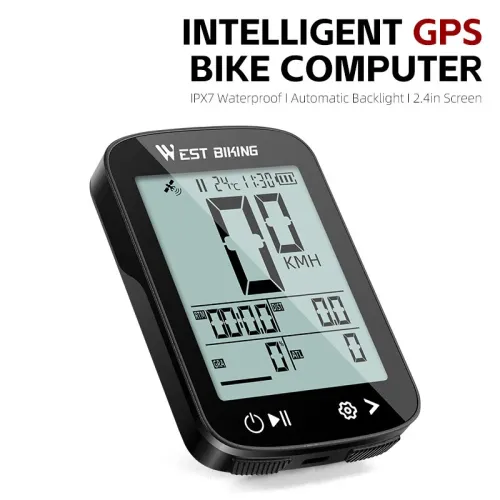 WESBIKING XQ2 2.4'' GPWireless Bike Computer Auto Backlight IPX7 Waterproof Type-Charge Speedometer for MTB Cycling