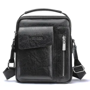 WEIXIER Men's Crossbody Bag PU Leather Hand Bag for Men Messenger Bags Waterproof Backpacks Business Casual Single Shoulder Bag