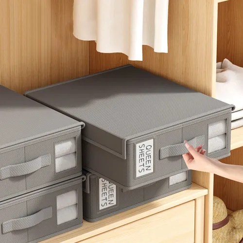 38x32x12 cm Non-woven Clothes Storage Box with Cover Bed Sheet Storage Box Clothing Fabric Sheet Organizer Wardrobe Blanket Quilt Cover