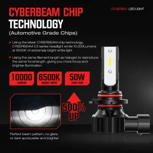 CYBERBEAM A900-C3 H4 / H7 / H11 / 9005 / 9006 Pair 50W Car LED Headlights 10000LM LED Bulbs 6500K White Light LED Headlamps IP68 Waterproof