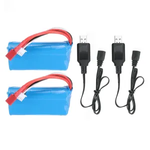2Pcs ZOP Power 7.4V 1500mAh 25C 2S Battery T Plug for 16889 Brushless RC Car Vehicles