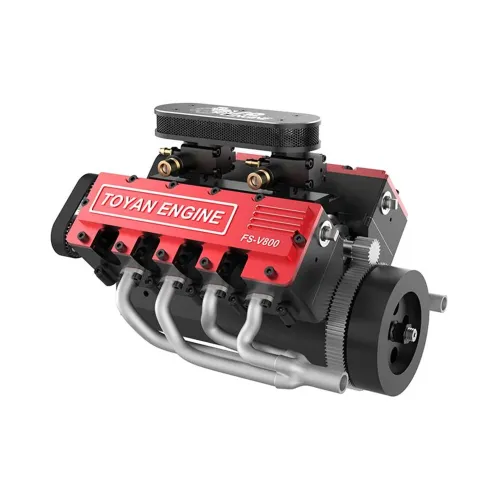TOYAN FS-V800 AC 1/10 V8 Four-Stroke Water Cooling 28cc Nitro Engine DIY Assembly Kit Build Your Own V8 Engine That it Works Physics Experiment Science Education Toys