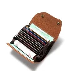 Ekphero Handmade Leather Credit Card Holder Wallet for Men Vintage Genuine Leather Multi-slot Driver's License Card Holder Wallet