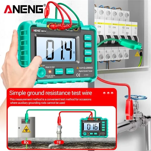 ANENG Green Color MH14 Ground Resistance Megohm 1999 Conuts Meter Testers Megohmmeter Voltmeter Ohm Detector without BatteryTool