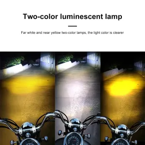 8-80V  Dual Color LED Motorcycle Electric Headlight Yellow & White Waterproof Motorcycle Headlight Fog Lamp Running Lights Auxiliary Spotlights