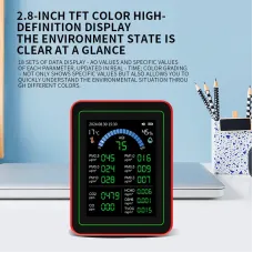 18-in-1 Air Quality Detector Formaldehyde CO TVOC CO2 PM1.0 PM2.5 Monitor Temperature Humidity High Precision Portable Sensor Data Export TFT Screen ZN-MT32