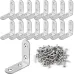40/16Pcs L Bracket Stainless Steel 90 Degree Corner Braces with Screws for Shelves Furniture Reinforcement and Woodworking