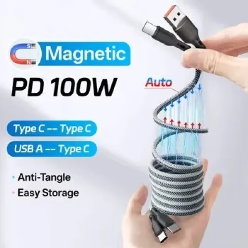 6A PD100W Type-C to Type-C Magnetic Adsorption Cable PD QC3.0 Fast Charging Data Transmission Copper Core Line 1M/1.5M/2M Long for iPhone 17 17Pro 16 Pro Max 15 for Huawei Mate XTs for Xiaomi 17pro for Oppo Find X9 for VIVO