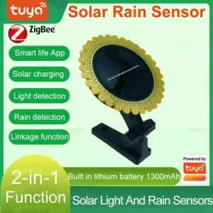 Tuya Smart Zigbe Sunlight Rain Sensor Solar Charging Real-time Rainwater Detector Smart Life App Controlled for House Outdoor