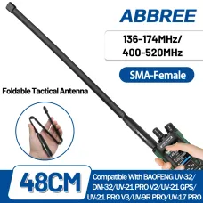 ABBREE Foldable Tactical Antenna UV Dual Band 136-520MHz SMA-Female Interface for Baofeng UV32 DM32 Walkie Talkie