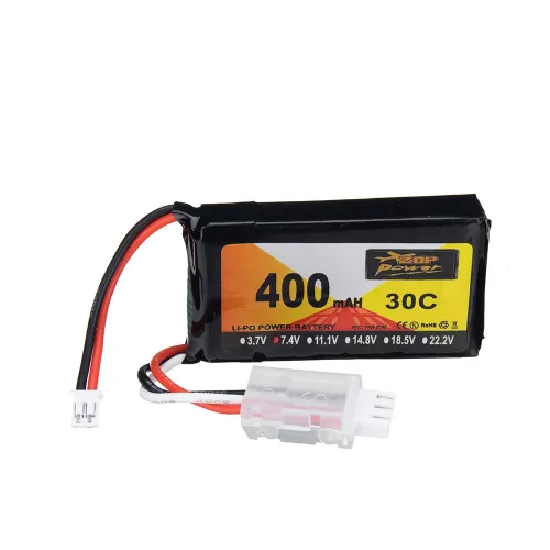 2Pcs ZOP Power 7.4V 400mAh 30C 2S LiPo Battery PH2.0 Plug for RC Drone