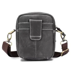 BULLCAPTAIN Casual Sports Mini Genuine Leather Crossbody Bag Men Casual Functional Cowhide Pack Outdoor Hiking Shoulder Bag