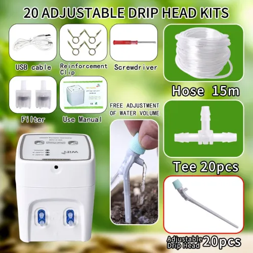 WiFi Intelligent Watering Device Double Pump Timed Automatic Drip Irrigation System Remote APP Controller for Garden Plant Flower