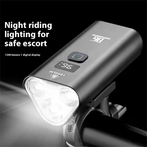 BENGGUO 1200LM Bike Headlight 6 Cycling Flash Lamp Light Modes Aluminum Alloy Waterproof Type-Charging Bicycle Front Light for MTB Riding
