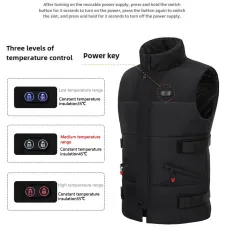 TENGOO HZV-04 4 Areas Heated Vest Men WomenAdjustable Size USB Electric Self Heating Vest Warming Waistcoat Heated Jacket Washable Thermal Winter Clothes