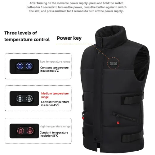 TENGOO HZV-04 4 Areas Heated Vest Men WomenAdjustable Size USB Electric Self Heating Vest Warming Waistcoat Heated Jacket Washable Thermal Winter Clothes