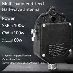 Professional End Fed Antenna for Outdoor 4 Band 8 Band 1MHz to 30MHz 100W SSB FT8 FM CW Outdoor Easy Install Lightweight Multiband Signal Transmission High Power