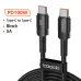 Toocki 100W Type-C to Type-C Cable QC4.0 Fast Charging Data Transmission Thick Wire Core Line 0.5M/1M/2M Long for Huawei Mate50 for Xiaomi Mi13 for Samsung Galaxy Z Flip 4 for OPPO Reno8 for Pad Air4 10.9