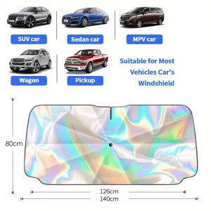 Car Sunshade Laser Umbrella Windsreen Sun Visor Colorful UPF 200 Plus Foldable Front Windshield Sunshade  Sun Protection Cooling