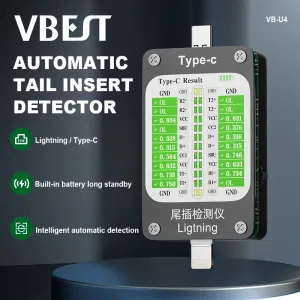 VBEST Type-C Tail Insert Detector with Real-Time Current and Voltage Monitoring for Mobile Phones and Laptops Compatible with iOS and Android Models