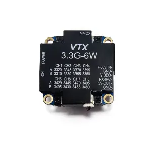 3.3GHz 6W VTX 16CH FPV Image Transmitter Adjustable Power 25-6000mW FPV Transmitter W/Fan MMCX Antenna for Racing Drones