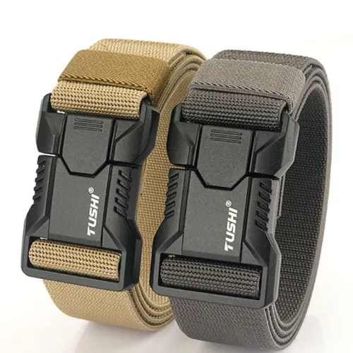 TUSH125cm Tactical Nylon Belt Adjustable Quick Release Wear-resistant Lightweight Waist Belt Aluminum Alloy Buckle Canvas Belt Casual Sports Belts for Outdoor Men Women