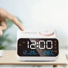 AGSIVO FM Radio Digital Alarm Clock with Dual Alarm / Snooze / Temperature Display / Date Display / Memory Function