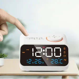 AGSIVO FM Radio Digital Alarm Clock with Dual Alarm / Snooze / Temperature Display / Date Display / Memory Function