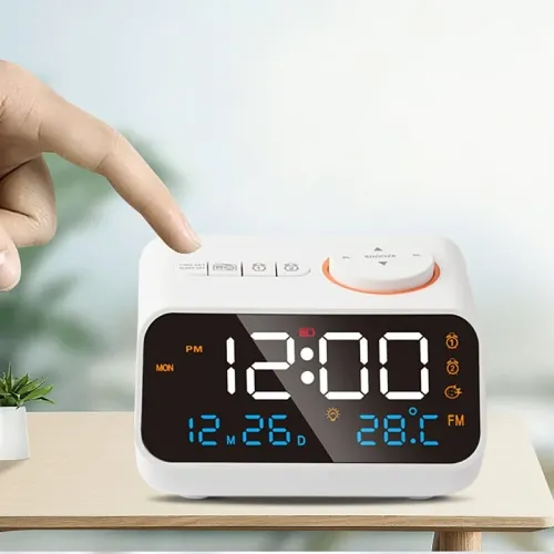 AGSIVO FM Radio Digital Alarm Clock with Dual Alarm / Snooze / Temperature Display / Date Display / Memory Function
