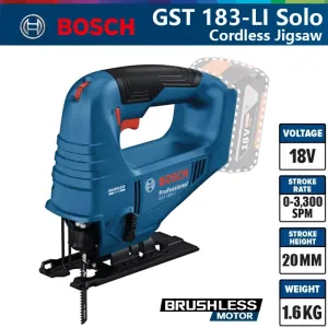 GST 183-LI Professional Cordless Oscillating Jigsaw 18V Brushless Motor Jig Saw Multi-Function Woodworking Tool No Battery