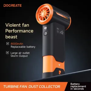 DOCREATE V-94K Wireless Electric Dust Collector 8000mAh Battery Turbo Fan 200W 4-Speed Lightweight Portable Keyboard Cleaner Compressed Air Replacement