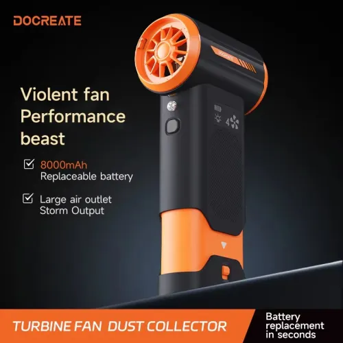 DOCREATE V-94K Wireless Electric Dust Collector 8000mAh Battery Turbo Fan 200W 4-Speed Lightweight Portable Keyboard Cleaner Compressed Air Replacement