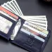 BULLCAPTAIN Genuine Leather Trifold Wallet Mens Large Capacity Credit Card Holder with 14 Card Slots Slim Design Short Wallet Coin Purse Stylish