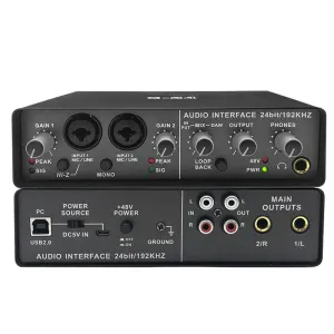 LAIKESI Q-24 Professional Sound Card USB Audio Interface Sound Card 24bit 192kHz with XLR Mic Input Instrument Recording for Studio Podcast Live Streaming