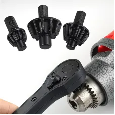 Universal Ratchet Drill Chuck Key 3 Socket Sizes 1.5-10mm 1.5-13mm 3-16mm 45 Steel Rubber Handle Dual Head Wrench for Electric Cordless Bench Drills