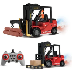 1/24 2.4G 11CH Alloy RC Heavy Forklift Crane Car Lifting Music Spray Scene Simulation Children Toy For Boys