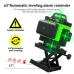 16 Lines 4D Laser Level, Green Laser Line, Self Leveling, Horizontal Lines &360 Degree Vertical Cross with 1/2 Battery for Outdoor