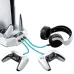 for PS5 Slim Host Heat Disspation Stand Cooling Station with Dual PS5 Controller Charging Station and 3USB Charging Port Headset Stroage Mount Bracket