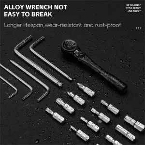 WESBIKING Portable Bicycle Repair Tool Kit with Ratchet Wrench Tyre Lever Magnetic Screwdriver Allen Keys Multi-Tool Box