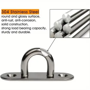 Marine Grade Stainless Steel Oval Eye Plate 304 Anti Corrosion Fastening Kit for Shade Sail Installation Boat Rigging Load Capacity 90 lbs Anchor