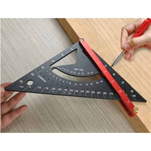 Aluminum Alloy Triangle Ruler Thickened Base Precision Angle Measurement Multi Functional Positioning Drawing Tool Metric Inch Dual Scale Woodworking Professional Adjustable