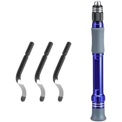 Aluminum Handle Deburring Tool Trimming Cutter with Replaceable Blades for Metal Plastic Wood Precision Craft Rotary Bit