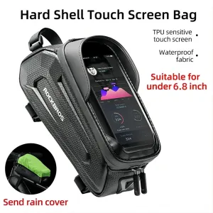 ROCKBROBicycle Bag 1.7L Frame Front Tube Cycling Bike Phone Mount Bag Waterproof Phone Case Holder 6.8 Inches Touchscreen Bag Accessories