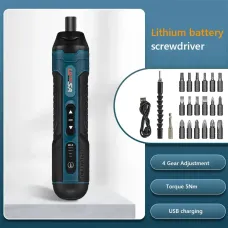 20pcs Electric Screwdriver Bits Set Cordless Rechargeable 3.6V Lithium Battery 1300mAh Torque Adjustment With 20 Accessories LED Light USB Charging